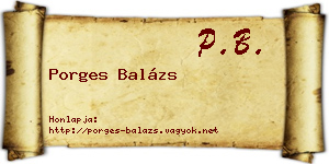 Porges Balázs névjegykártya
